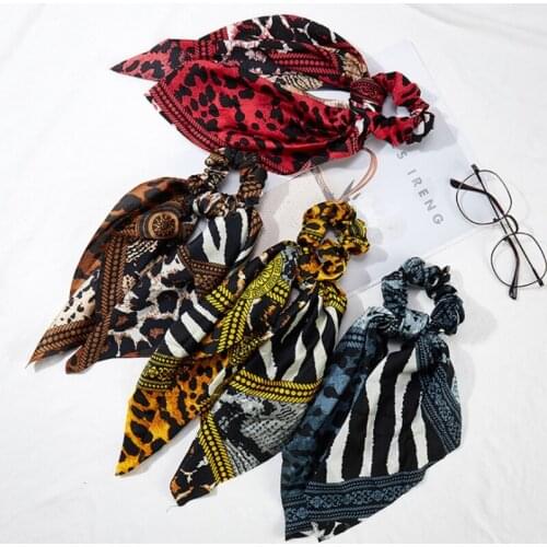 Mixed Color Leopard Print Personality Tie Hair Rubber Band Bow Tie Bandage Tie Ponytail Headband Female Hair Accessories