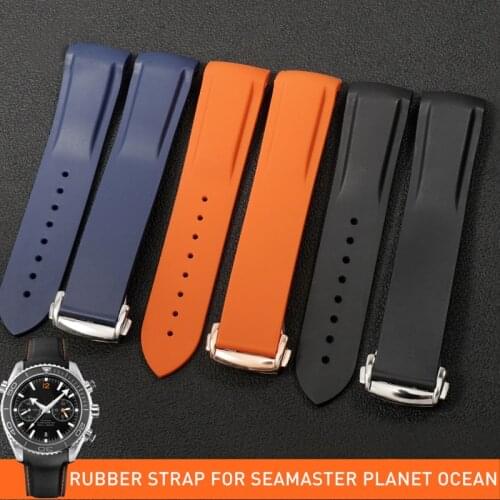 Watchbands For Omega SEAMASTER PLANET OCEAN Watch Accessories 20 22mm Soft Rubber Watch Strap Watch Bracelet Silicone Watch Band