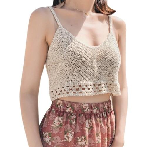 Handmade Sexy Bikini Crochet Crop Camisole Knitted Swimwear Tank Top For Women Hot Sale