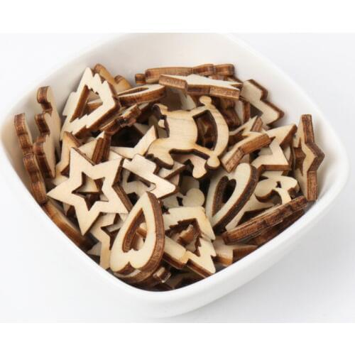 Mix Christmas Tree Pattern Wooden Scrapbooking Collection Craft Handmade DIY Accessory Home Decoration 50Pcs 15-20mm