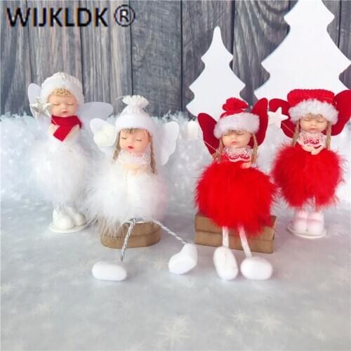 1pcs New Year Decoration 2020 Christmas Tree Ornaments Cute Plush Angel Doll Home Christmas Decoration for Home Navidad 2021-C
