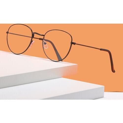 Vintage Round Anti-blue Light Optical Eyeglasses Women Computer Myopia Glasses Fashion Classic Men Metal Eye Glasses 2020