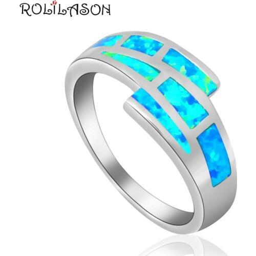High Qualty Classic Blue Fire Opal silver plated Stamped Jewelry Prom Rings USA size #6#7#8#9#10 OR787