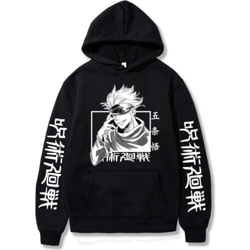 Funny Gojo Satoru Hoodies Jujutsu Kaisen Anime Print Warm Mens Sweatshirts Oversized Male Clothes Casual Fashion Man Sweatshirt