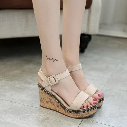 2021 Summer Women Sandals Wedges Female Suede Follow Sandals High Wedges Peep Toe Platform Women Shoes Zapatos De Mujer Zapatos