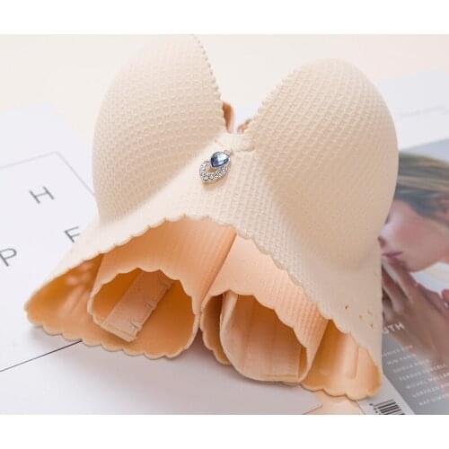 Hollowing out Carved palm cup Seamless bra Comfortable sex appeal One-piece checked underwear push up women bra