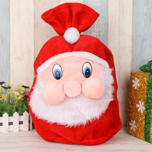1pcs 70x50cm New Christmas Large Size Fleece Fabric Drawstring Christmas Gift Bags Classic Red and White Christmas Bags Decor