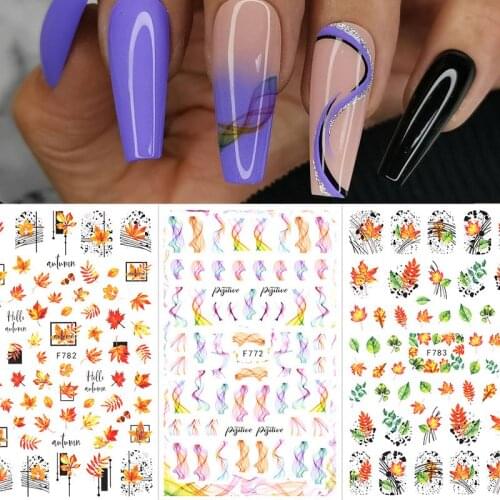 1pcs Gradient blooming nail sticker flower leaf designer 3d flower line nail art decorations nail supplies summer nails tattoo
