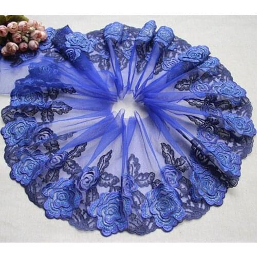 10Meters Sapphire Embroidery Lace Trim Fabric Ribbon DIY Craft Sewing Supplies Skirt Hem Decoration Accessories Dolls 17cm Width
