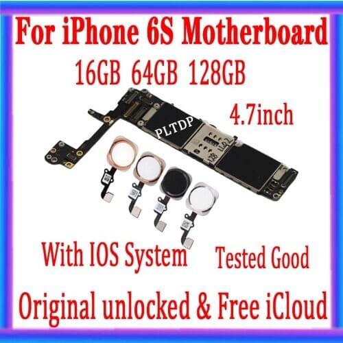 100%Original unlocked for iphone 6S Motherboard with Touch ID/without Touch ID,for iphone 6s Logic board 16gb 64gb 128gb plate