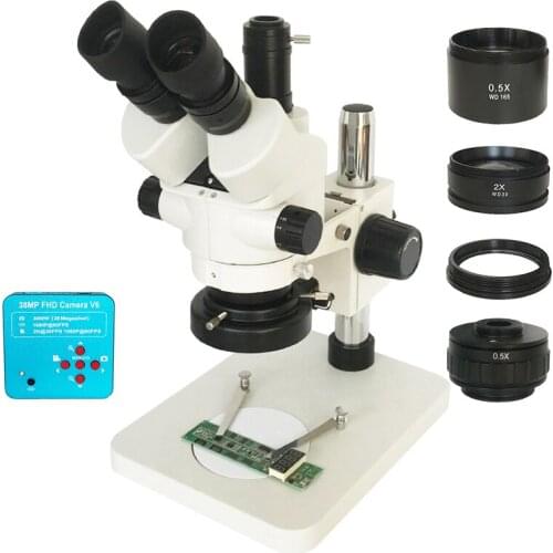 1080p 38mp hdmi usb tf video camera simull continuous focal zoom 3.5x-90x pcb trinocular solder stereo microscope