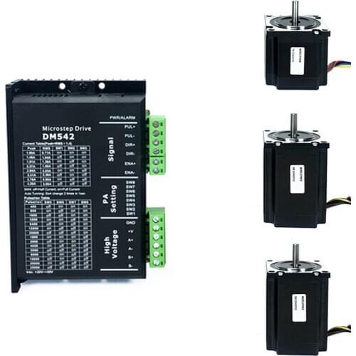 0.9/1.3/2.2N.m 2-phase 57 stepper motor,Shaft diameter 6.35 8mm 57HS09 13 Stepper Motor,Stepper Motor DM542 Driver sets,J19280