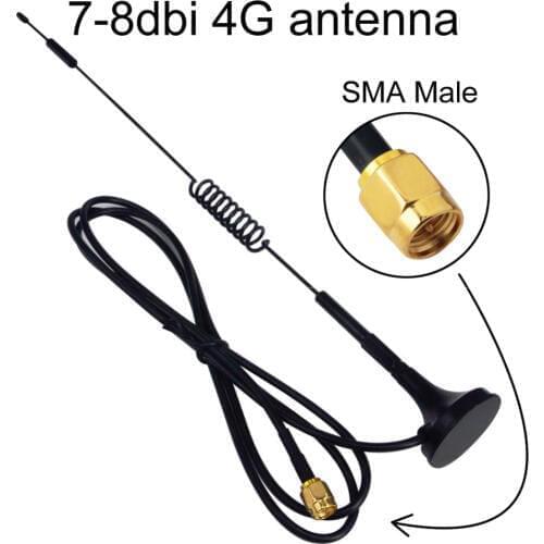 2pcs 4G Antenna 7-8 dbi LTE Double Screw Aerial 698-960 Mhz with magnetic base SMA Plug Male RG174 1M for Huawei B315/B525/B310