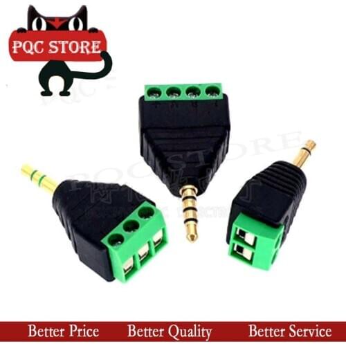 2pcs Jack 3.5mm Gold-plated Terminal Block Plug Connector Adapter Converter Male 2pin/3pin/4pin Dual Channel AV Stereo Audio