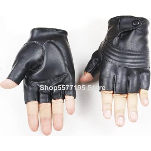 2021 Fahion 1Pair Half Finger Driving Women Fashion Gloves Pu Leather Fingerless Gloves Black Womens Hand Mittens Luvas R699