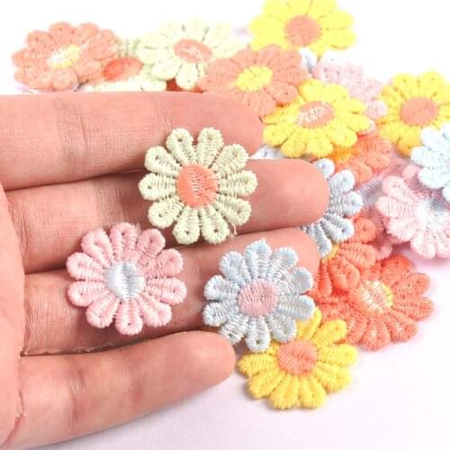 30Pcs/lot 26mm Mixed Cloth Flower Appliques for DIY Hat Clothes Leggings Sewing Supplies Headwear Decor Patches
