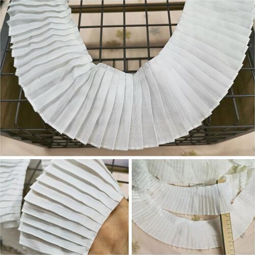 5Meters 7.5cm White Fabric Pleat Organ Folding Cuff Neckline Lace Three-Dimensional Dress Skirt Clothes Curtain Trims Decoration