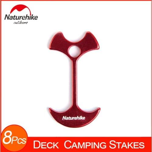 8Pcs Naturehike Outdoor Gear 6061 Aluminium Alloy Tent Peg Camping Path Deck Wind Rope Anchor Chains Linked Bone Shape Stakes