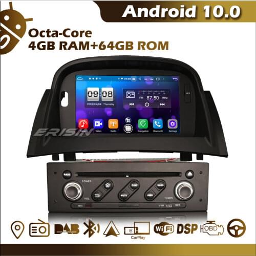 ES8772M 4GB+64GB Autoradio Android 10.0 Car Stereo for Renault Megane II GPS Navigation DAB CarPlay DVB-T 4G WiFi TPMS DVR SWC