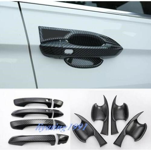 Car modification Car accessories Carbon Fiber Outer Door Handle+Handle Bowl Cover Trim ForVW Tiguan 2017 2018