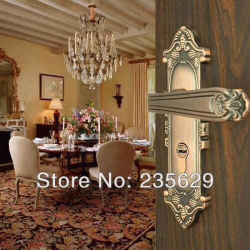 Free Shipping, Antique Brass finished lock, Bedroom, Bathroom, Kitchen Door Lock, 35-45mm door thickness,double bolts, 3 keys