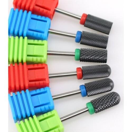 6 Type Black Ceramic Nail Drill Mill Cutter Manicure Dead Skin Remover Rotary Electric Bit Nail Machine Accessories Tools