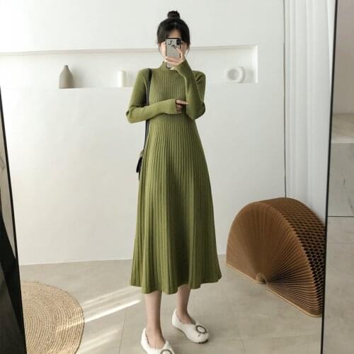 A-Line Nursing Long Dress Autumn Winter Maternity Nursing Knitted Sweaters Dress for Pregnant Women Breastfeeding Sweaters Hot