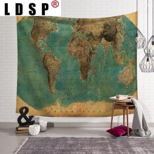 LDSP Tapestry Retro World Map Wall Rugs Wall Hanging Fabric Mural Background Cloth Towel Beach Fabric Blanket Dorm Living Decor
