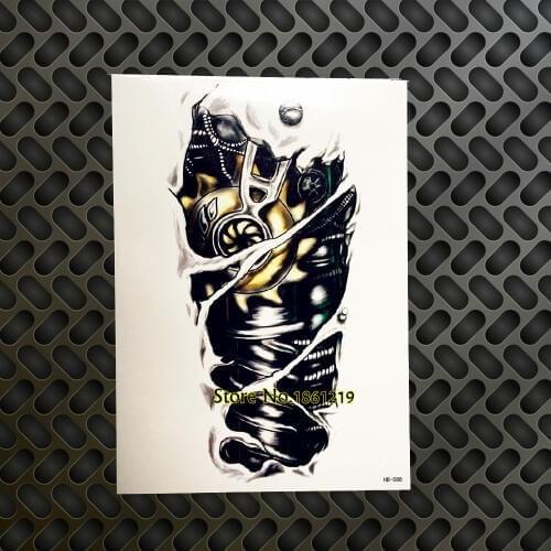 Hot Metallic Robot Arm Temporary Tattoo Stickers Women Men TOtem Large OnderArm Tattoo Flash Fake Removable Tatoo Saw GHB-088