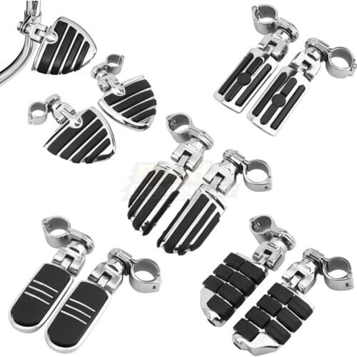 Chrome Motorcycle 32mm Highway Guard Footrest Foot Peg Mount Clamp Kit Bracket For Harley Honda Yamaha Kawasaki