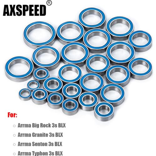 AXSPEED 26Pcs Wheel Hub Sealed Bearing Kit for Arrma Big Rock Typhon Granite Senton 3s BLX 1/10 RC Crawler Car Upgrade Parts