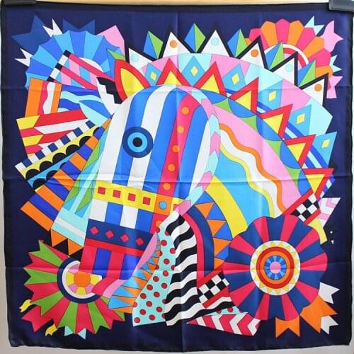 New Arrival Colorful Horse Print Scarf Shawl Pure Silk Pashmina Neck Wear Accessory Square Scarves Fashion FJ174