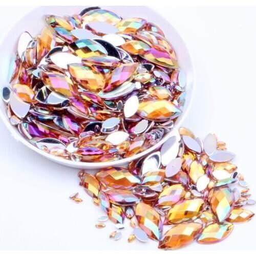 Nail Rhinestones 5x10mm 5000pcs AB colors Acrylic Flatback Marquise Earth Facets Acrylic Rhinestone Strass High Shine Beads