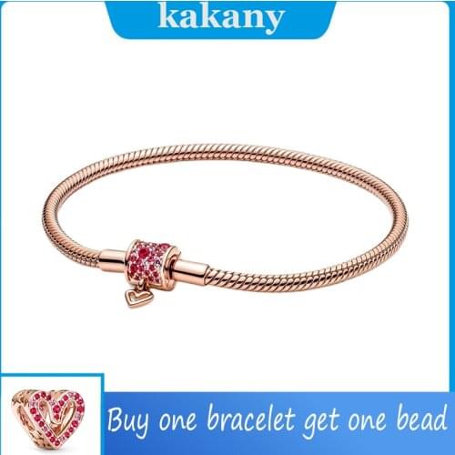 Hot Selling Classic 100% 925 Silver Hand-painted Love Snake Bone Bracelet Suitable For Original Beaded Pendant Diy Ladies Jewelr
