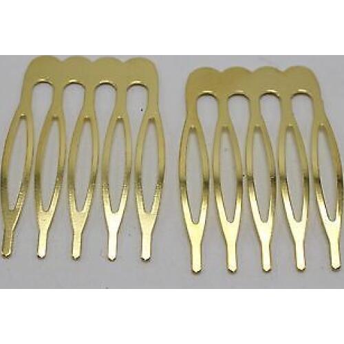 20 Gold Blank Metal Hair Comb 26mm with 5 Teeth For Bridal Hair Accessories DIY