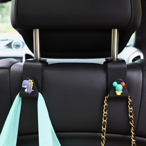 Cartoon Car Seat Back Organizer Hook Storage Holder Clip Car Cute Animal Hanger Hook For Car Keychain Bag Interior Accessories