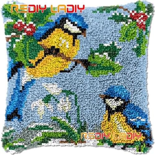 Latch Hook Cushion Two Tits DIY Needlepoint Kits Chunky Acrylic Yarn Arts Crocheting Lofty Pillow Case Hobby & Crafts