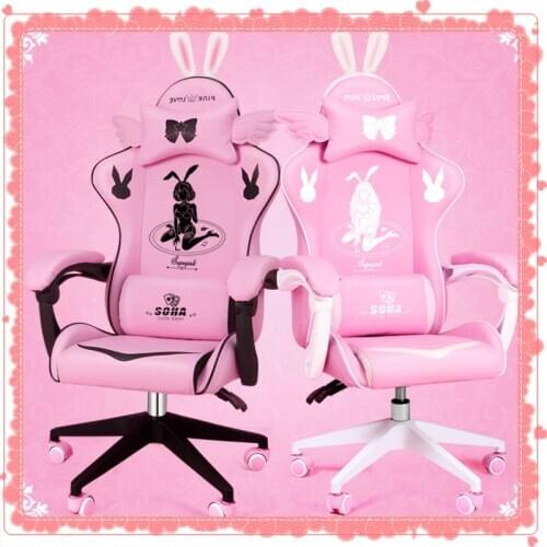 New products WCG gaming chair girls cute cartoon computer armchair office home swivel massage chair lifting adjustable chair