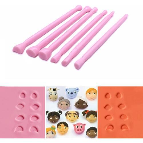 Wholesale 10 Sets(6 pcs/set) Cartoon Eyes Nose Fondant Cake Decorating Cutter Fondant Sugar Craft Mold Tools