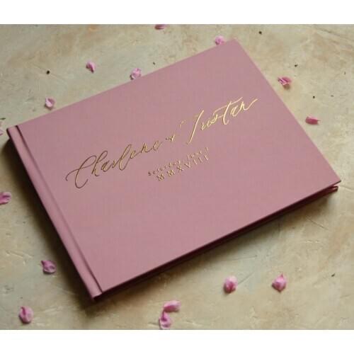 Personalised dusty Rose gold foil Wedding Guestbook Calligraphy names Bridal shower book sign in album Color Choices Available