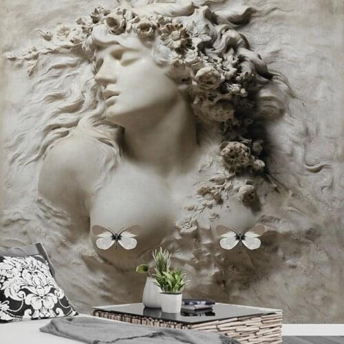 Custom Photo Wallpaper 3D Embossed Gray Beauty Sculpture Art Wall Painting Bedroom Living Room Sofa Entrance Decoration Mural 3D
