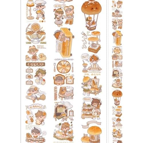 Happy Baking Apprentice Bread Shop Flower PET Washi Tapes Bullet Journal Adhesive Tape DIY Scrapbooking Washi Stickers