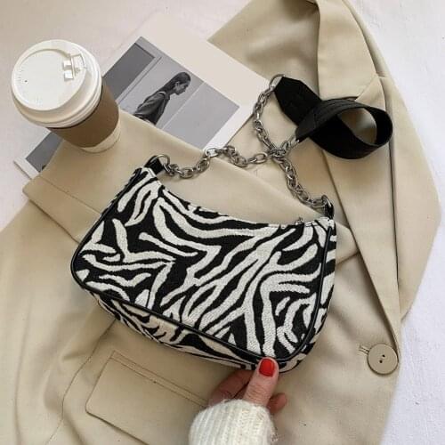 Zebra Printed Shoulder Messenger Bag Casual Simple Crossbody Bags Fashion Animal Pattern Handbags Totes Chain Underarm Hobo Bags