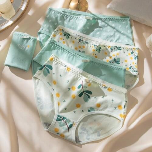 Fashion 5Pcs/lot Cotton Womens Panties Breathable Cute Bow Print Girls Briefs Seamless Plus Size Underwear Sexy Female Lingerie