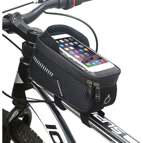RZAHUAHU Bicycle Bags Mobile Phone Case Waterproof Mountain MTB Road Front Frame Top Tube Frame Pouch Cycling MTB Accessories