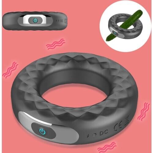 Vibrating Silicone Dick Cock Ring Delay Ejaculation Erection Lock Cockrings Penis Vibrator Long Lasting Adults Sex Toys for Men