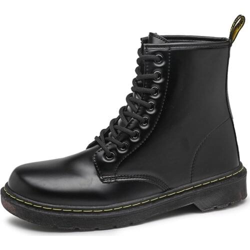 2020 Army Combat Boots Men Lace Up Gothic Black Sock Platform Boots Leather Martin Ankle Boots Men Shoes Mens Motorcycle Boots