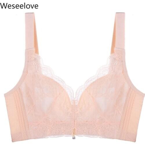 Weseelove Womens Underwear Thin Lace Beautiful Back Wireless Bra Gathering Push Up Bralette Kawaii Womens Sexy Lingerie B16-1