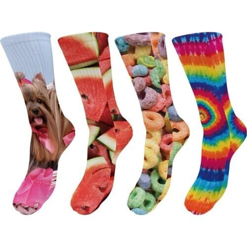 Funny Unisex 3D Printed Fruit Long Socks Rainbow Pattern Funny Cotton Socks for Women Men Teens Pet Sox Calcetines Mujer