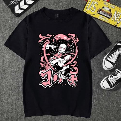 Women Demon Slayer Kimetsu No Yaiba Clothes Streetwear Anime Cartoon T-Shirt Print Tops Korean Summer Black T-shirt,Dropshipping